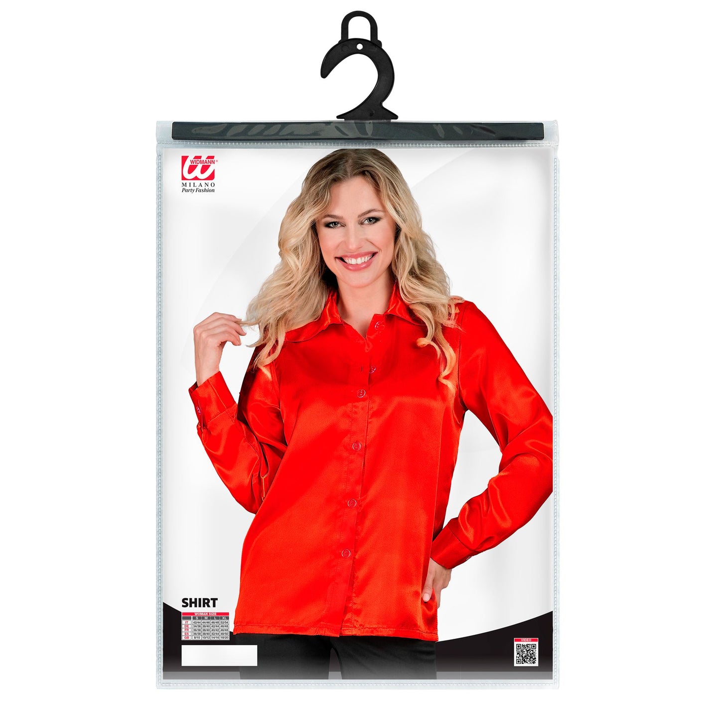 "ROTE 70s DISCO BLUSE" aus Satin – Detailansicht
