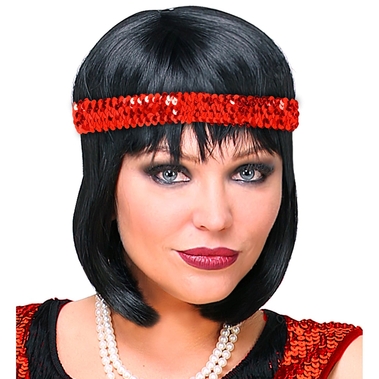 "ROTES PAILLETTEN STIRNBAND" – Ansicht 3