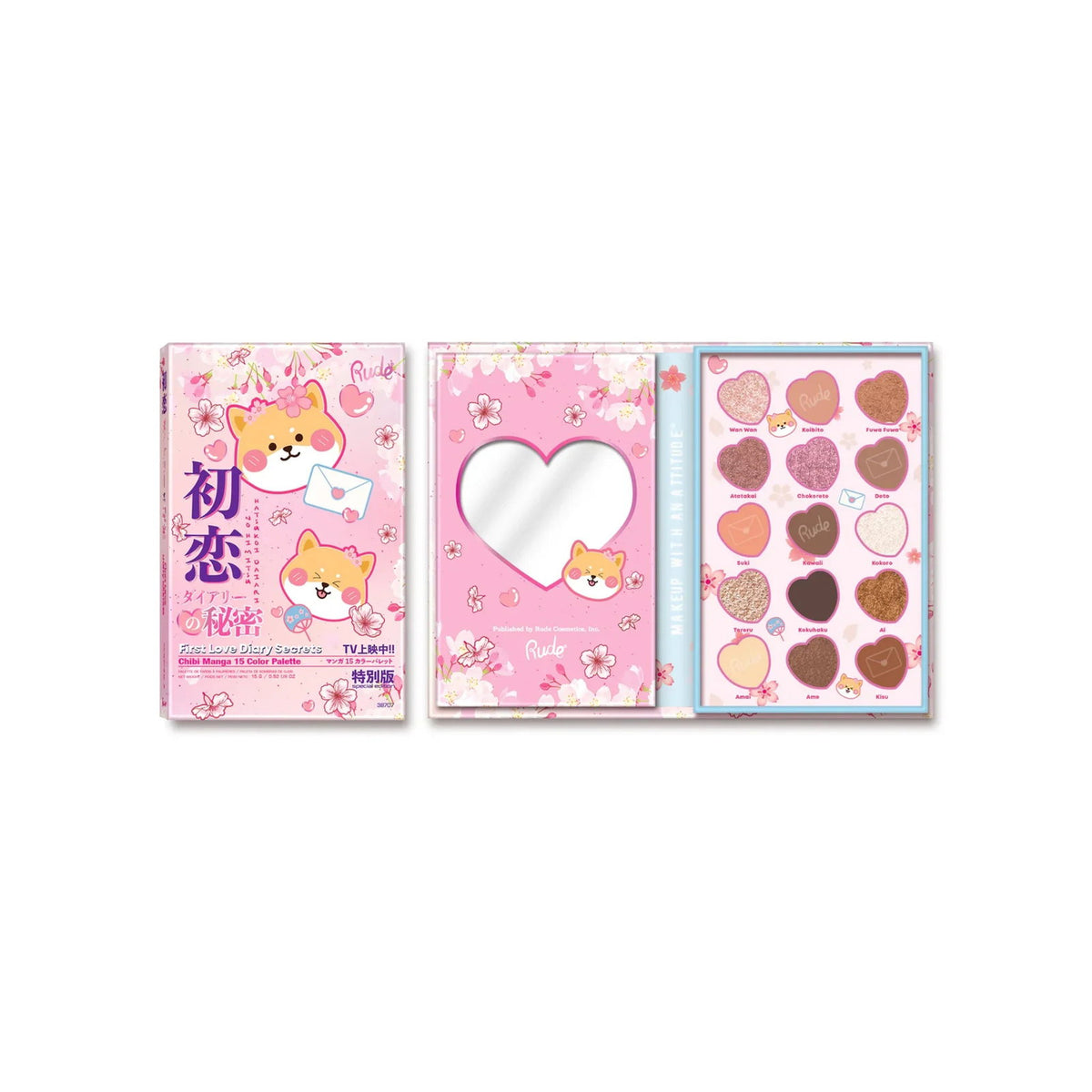 Rude Cosmetics, First Love Diary Secrets, Lidschattenpalette, 15 Schattierungen