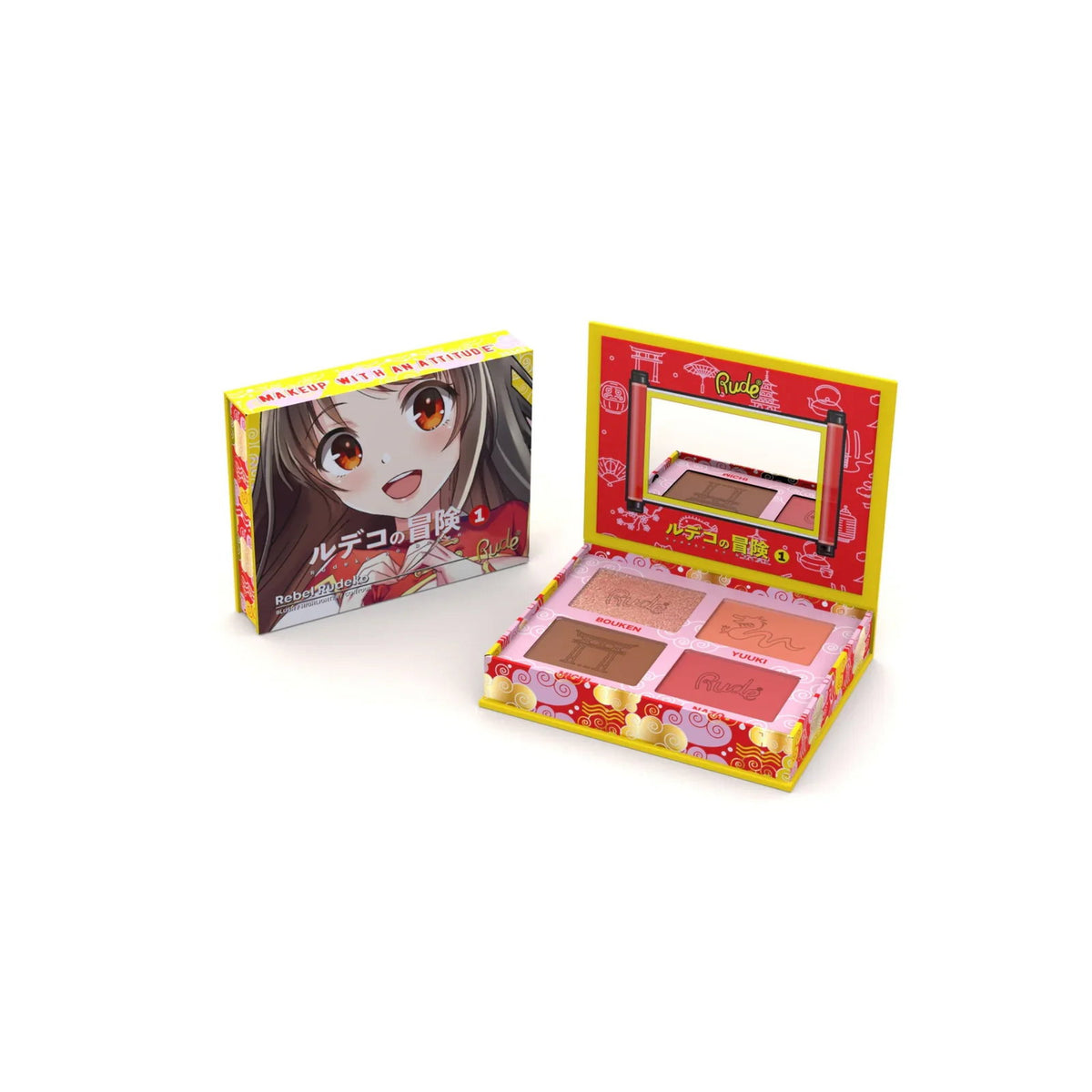 Rude Cosmetics, Rebel Rudeko, Mehrzweck, Gesichtspalette, 4 Schattierungen