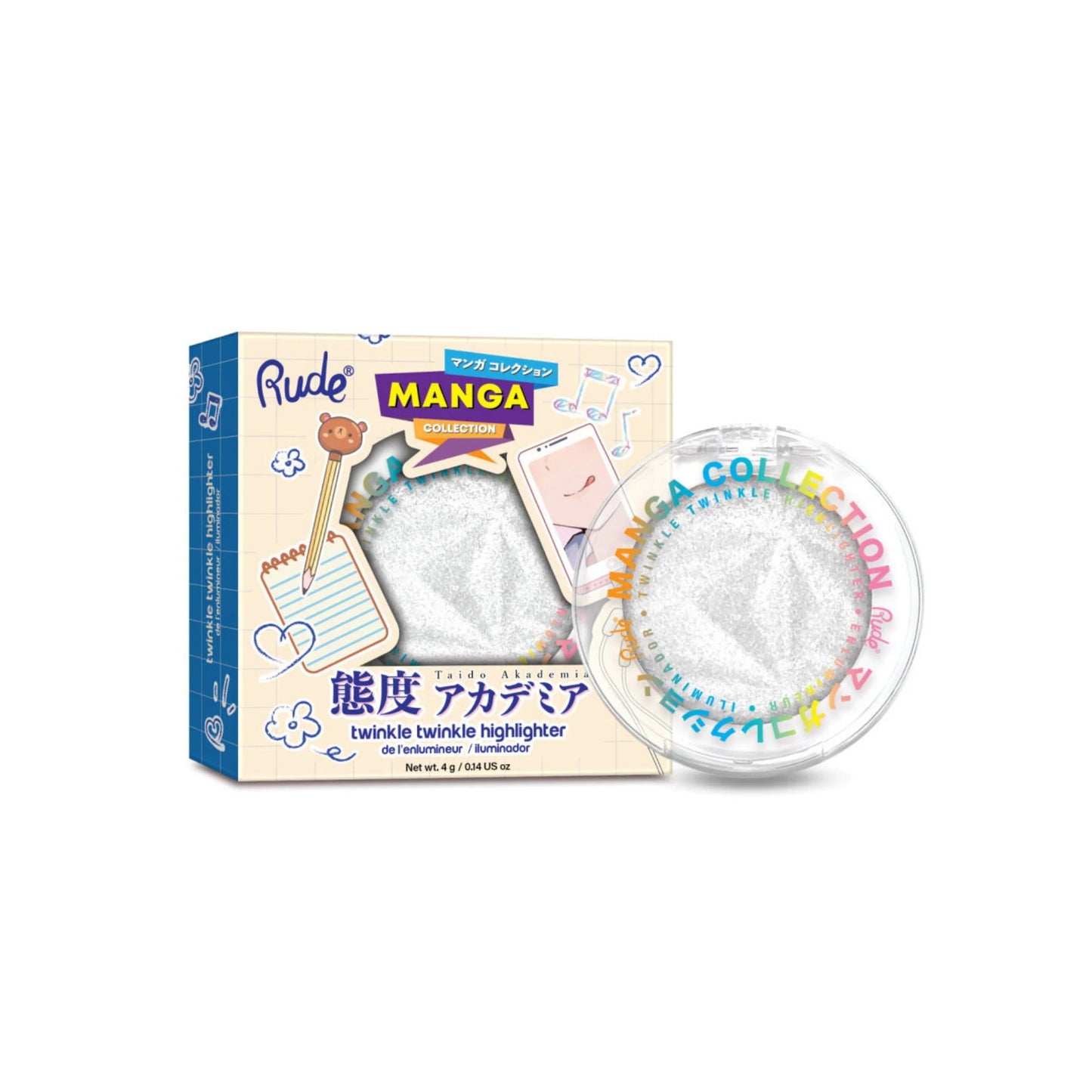 Rude Cosmetics, Twinkle Twinkle, Erleuchtend, Highlighter-Palette, Kirei-Sama's Playlist, 4 g