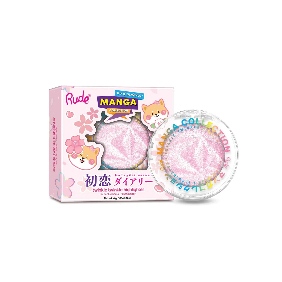 Rude Cosmetics, Twinkle Twinkle, Erleuchtend, Highlighter-Palette, Sawa-Chan's Heart, 4 g