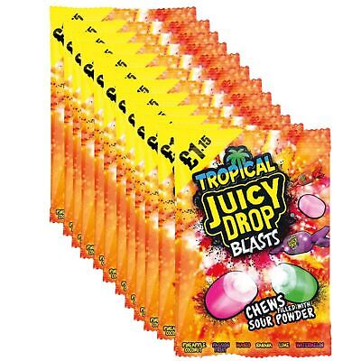 Bazooka Tropical Juicy Drop Blasts 120 g Kaubonbon mit flüssigem tropischem Fruchtsaftkern
