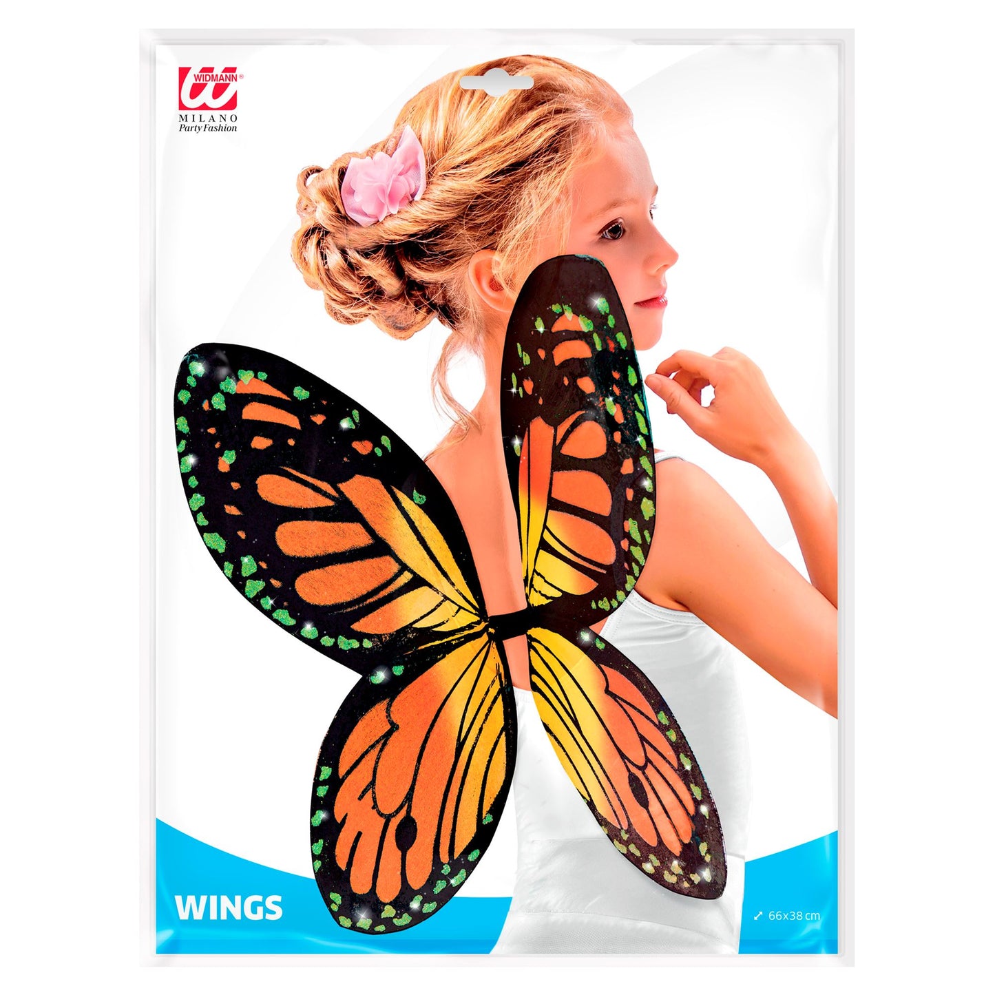 "SCHMETTERLINGSFLÜGEL IN SCHWARZ-ORANGE-GELB" Kindergröße 66x38 cm – Ansicht 3