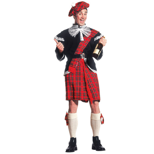 "SCHOTTE" (Jacke mit Jabot, Kilt, Gürtel, Schleife für Strümpfe, Hut) – Vorderansicht
