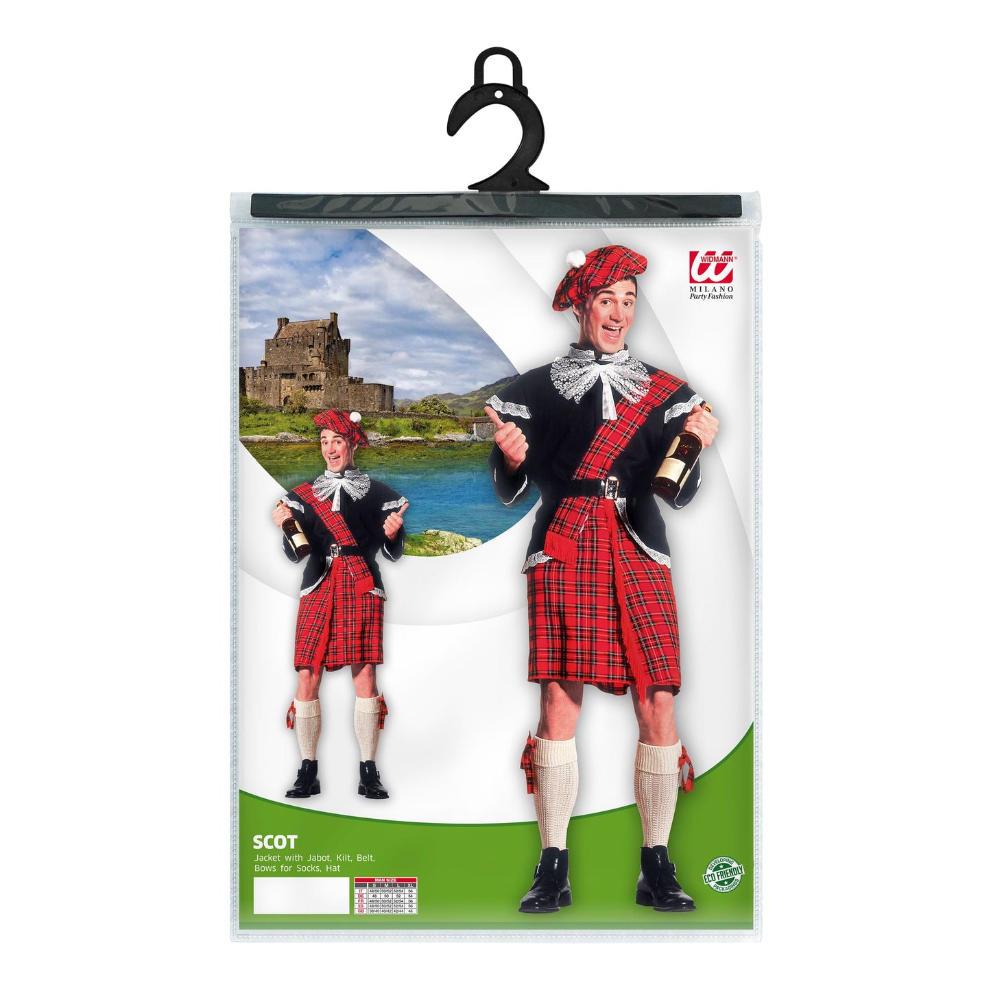 "SCHOTTE" (Jacke mit Jabot, Kilt, Gürtel, Schleife für Strümpfe, Hut) – Detailansicht