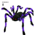 "SCHWARZ / VIOLETTE SPINNE MIT HAARIGEN BIEGBAREN BEINEN" 80 cm – Vorderansicht