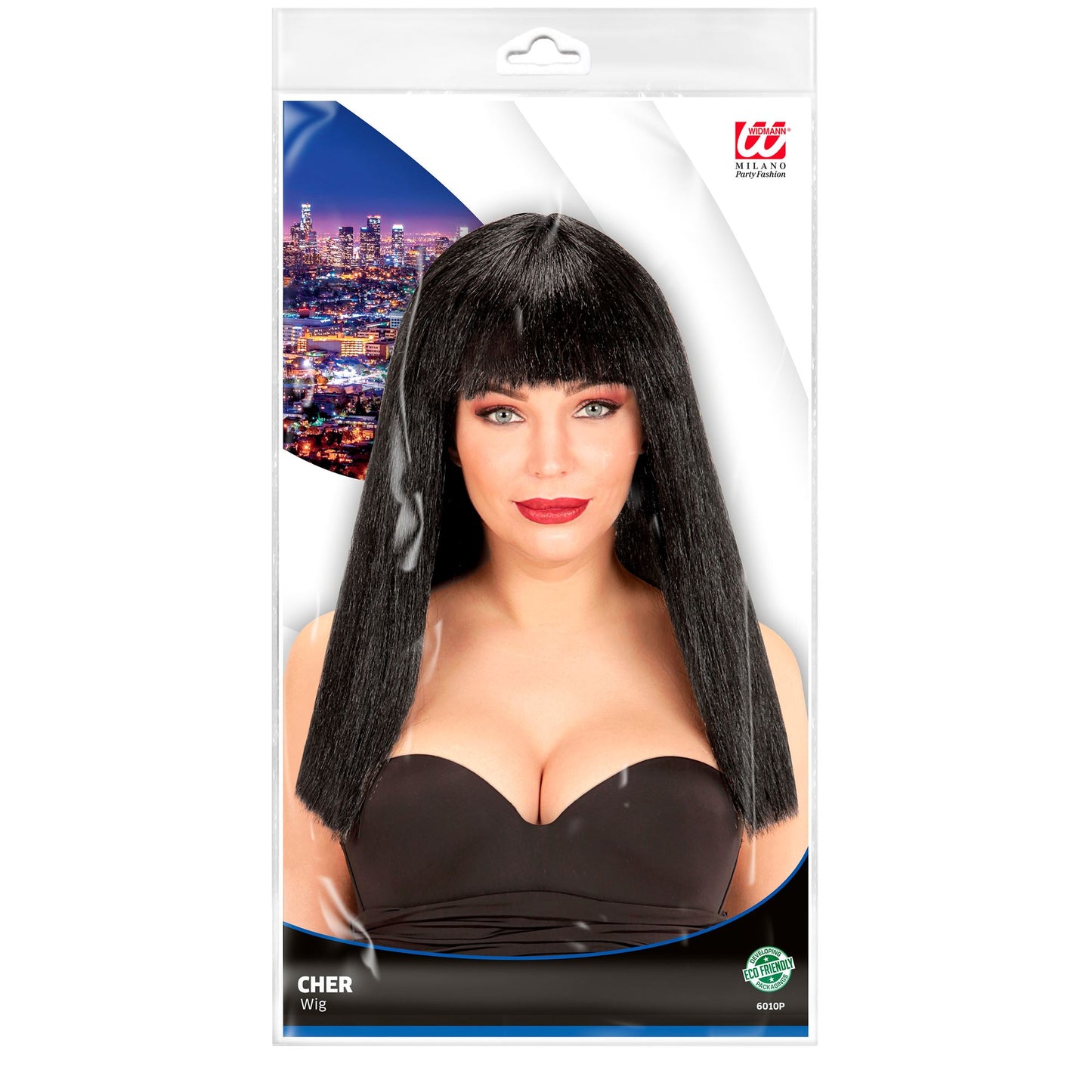 "SCHWARZE PERÜCKE FANNY" in Polybag – Detailansicht