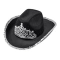 "SCHWARZER COWGIRL PARTYHUT MIT TIARA" – Vorderansicht