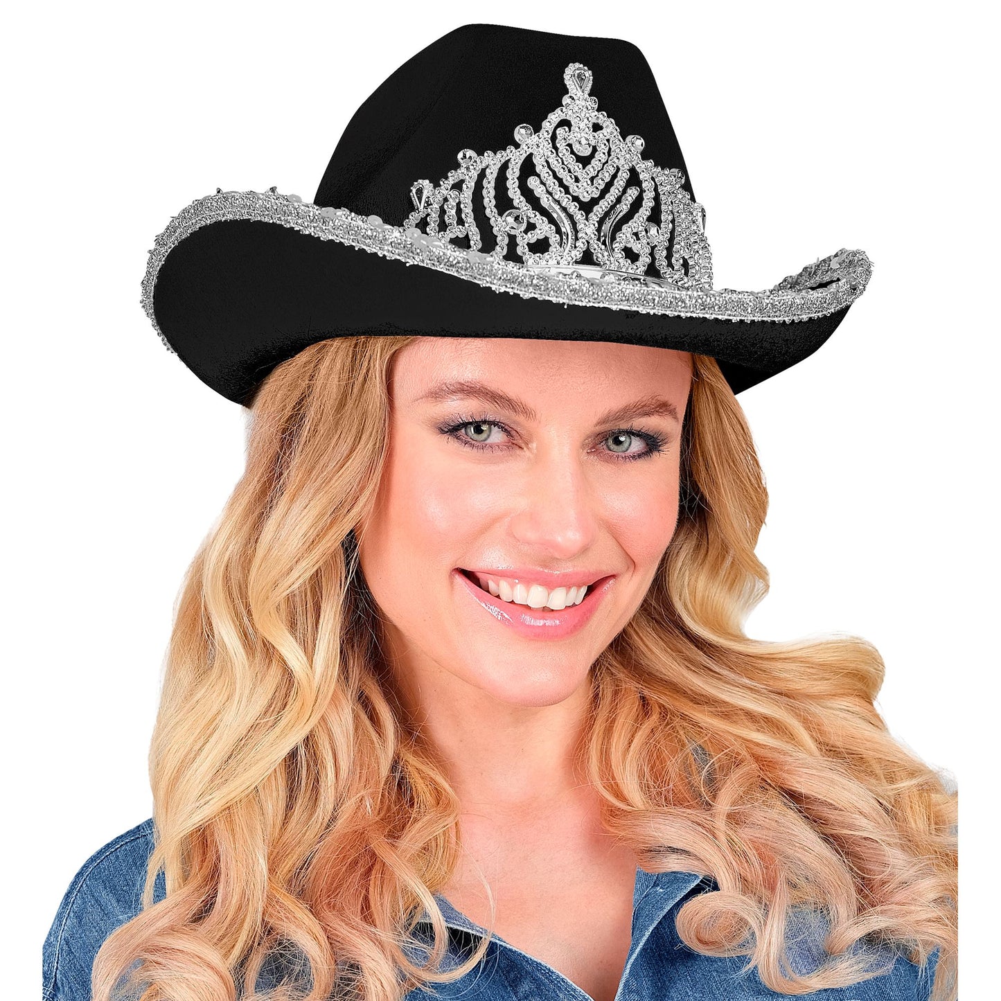 "SCHWARZER COWGIRL PARTYHUT MIT TIARA" – Ansicht 5