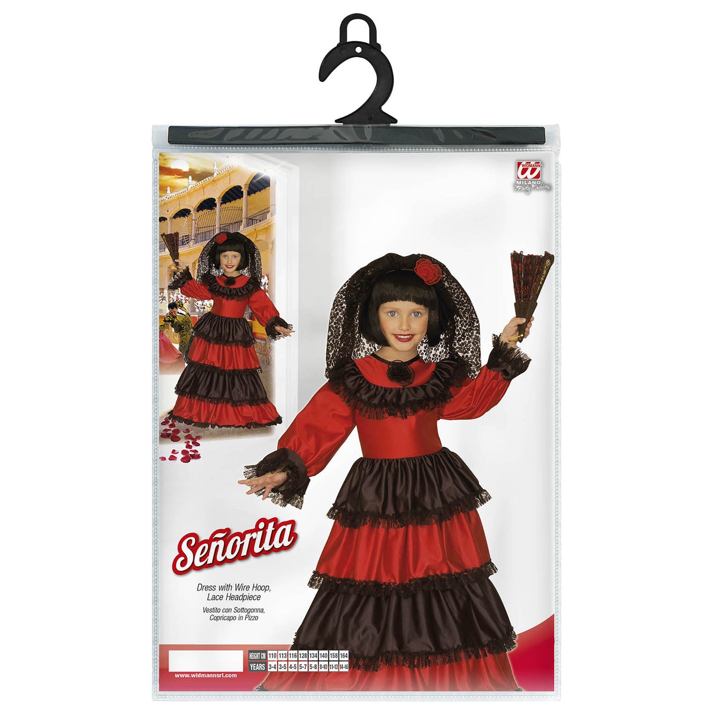"SEÑORITA" (Kleid mit Petticoat, Kopfbedeckung aus Spitze) – Detailansicht