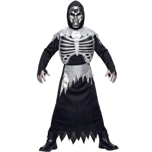 "SENSEMANN" (Robe mit Rippenaufdruck, Gürtel, Maske mit Kapuze) – Vorderansicht