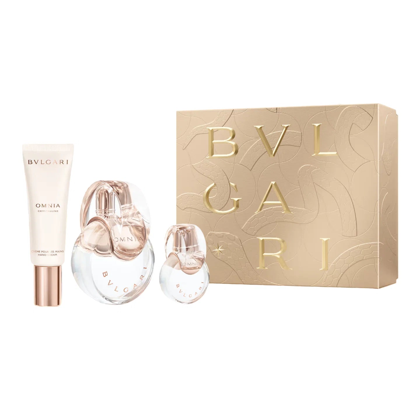Set Bvlgari: Omnia Crystalline, Eau De Toilette, For Women, 100 ml + Omnia Crystalline, Eau De Toilette, For Women, 15 ml *Miniature + Omnia Crystalline, Hydrating, Hand Cream, 40 ml