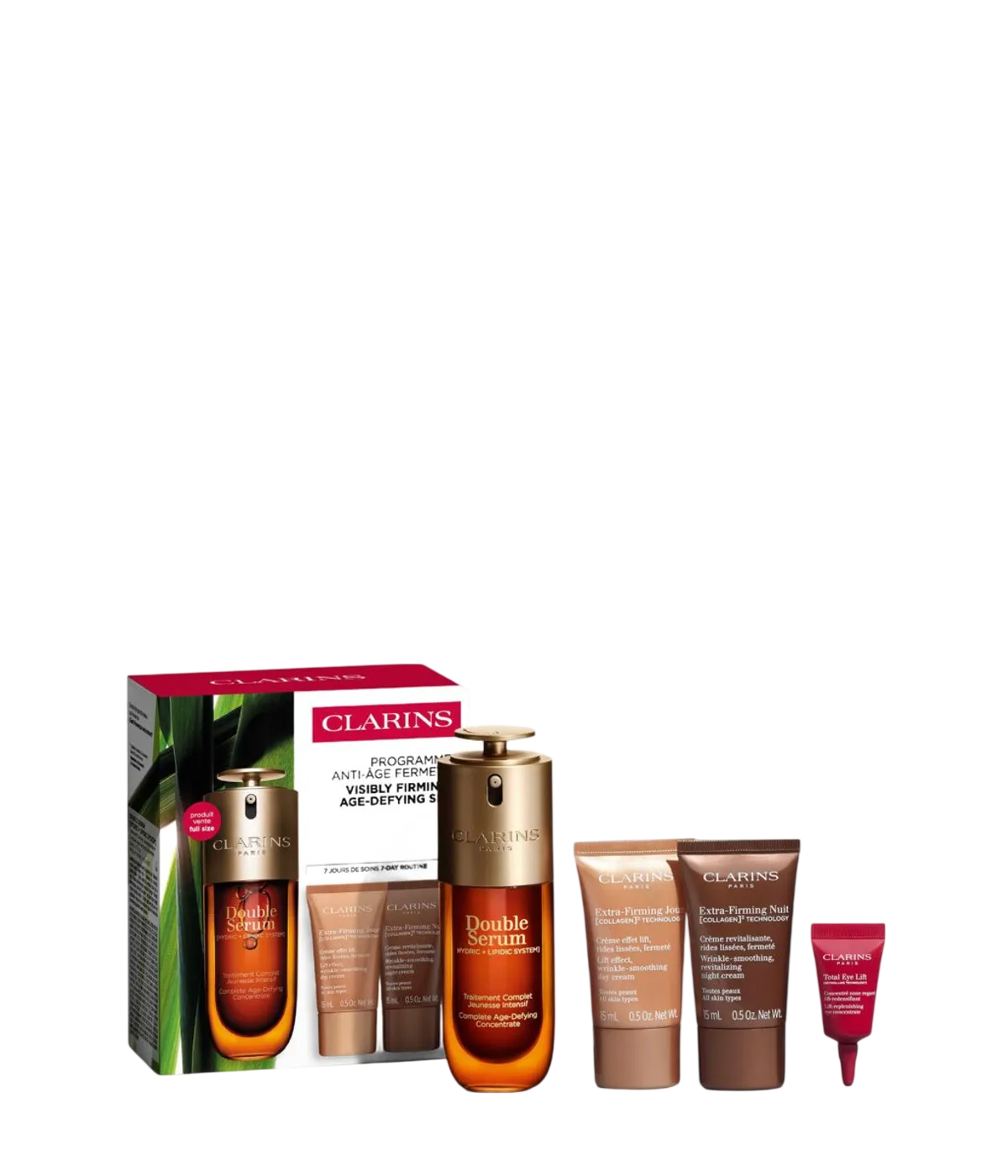 Clarins Gesichtspflege-Set mit Double Serum Tagescreme Nachtcreme und Augencreme