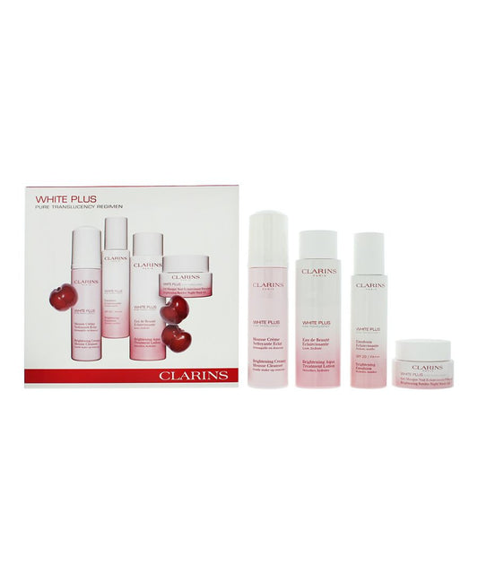 Clarins White Plus Set – Feuchtigkeitspflege, Reinigung, Lotion & Gesichtsmaske, 475 ml