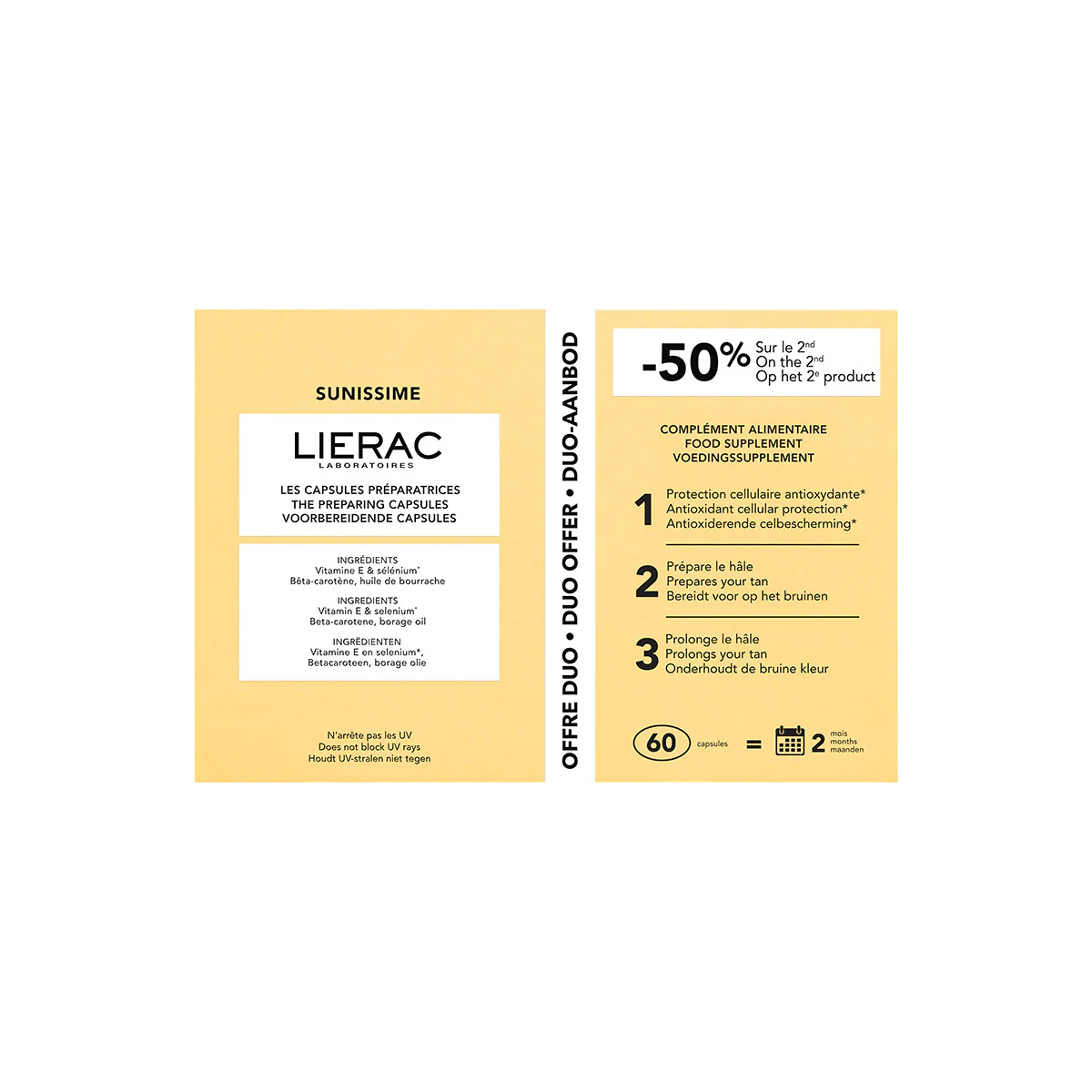 Duo Set, Lierac, Sunissime, Enhance & Prolong Tan, Kapseln, 60 stk