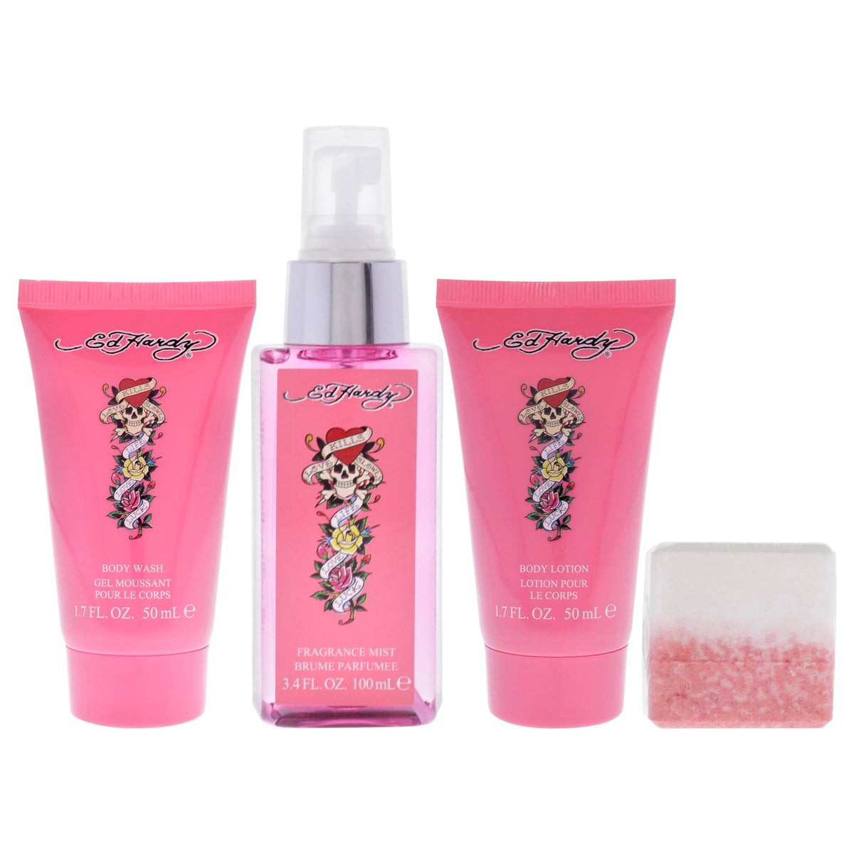 Ed Hardy Geschenkset mit Duftspray, Body Wash, Bodylotion und Badebombe