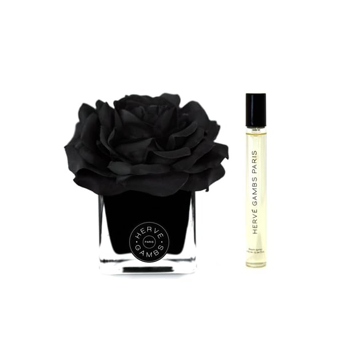 Herve Gambs Ombre Patchouli Duftset mit schwarzem Couture Flower Porcelain Reed-Diffuser und Room Spray 10 ml
