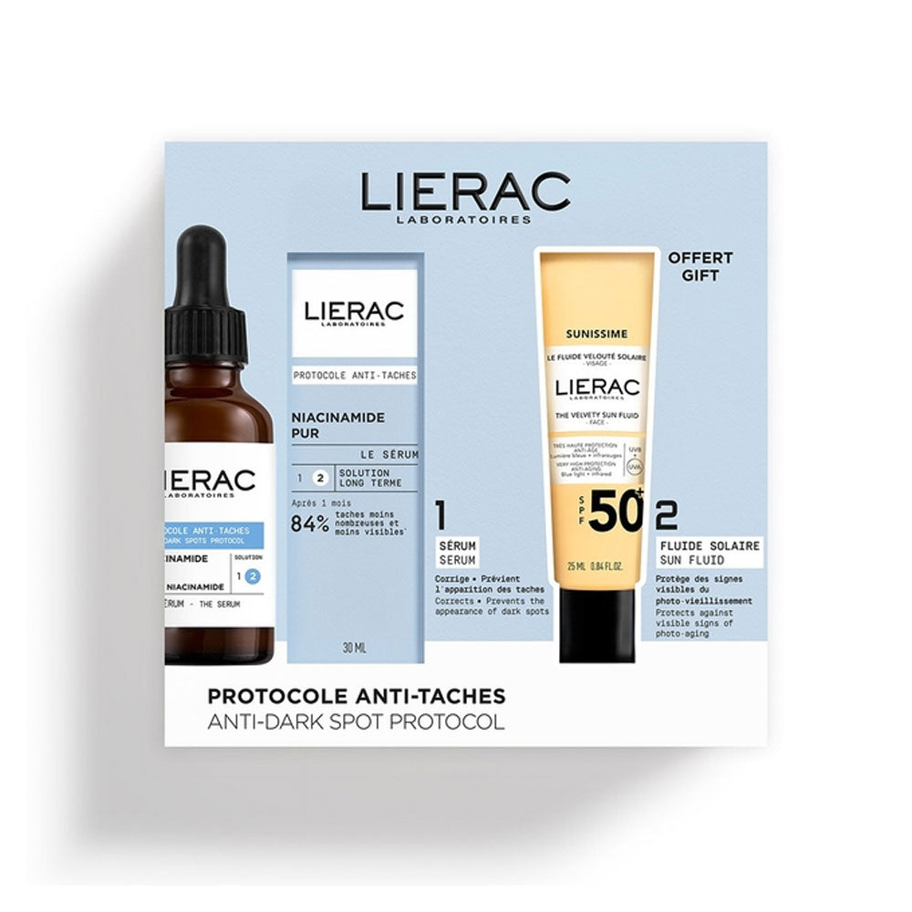 Lierac Gesichtspflege-Set mit Anti-Dark Spots Serum 30 ml und Sunissime Gesichtsfluid SPF 50+ 25 ml