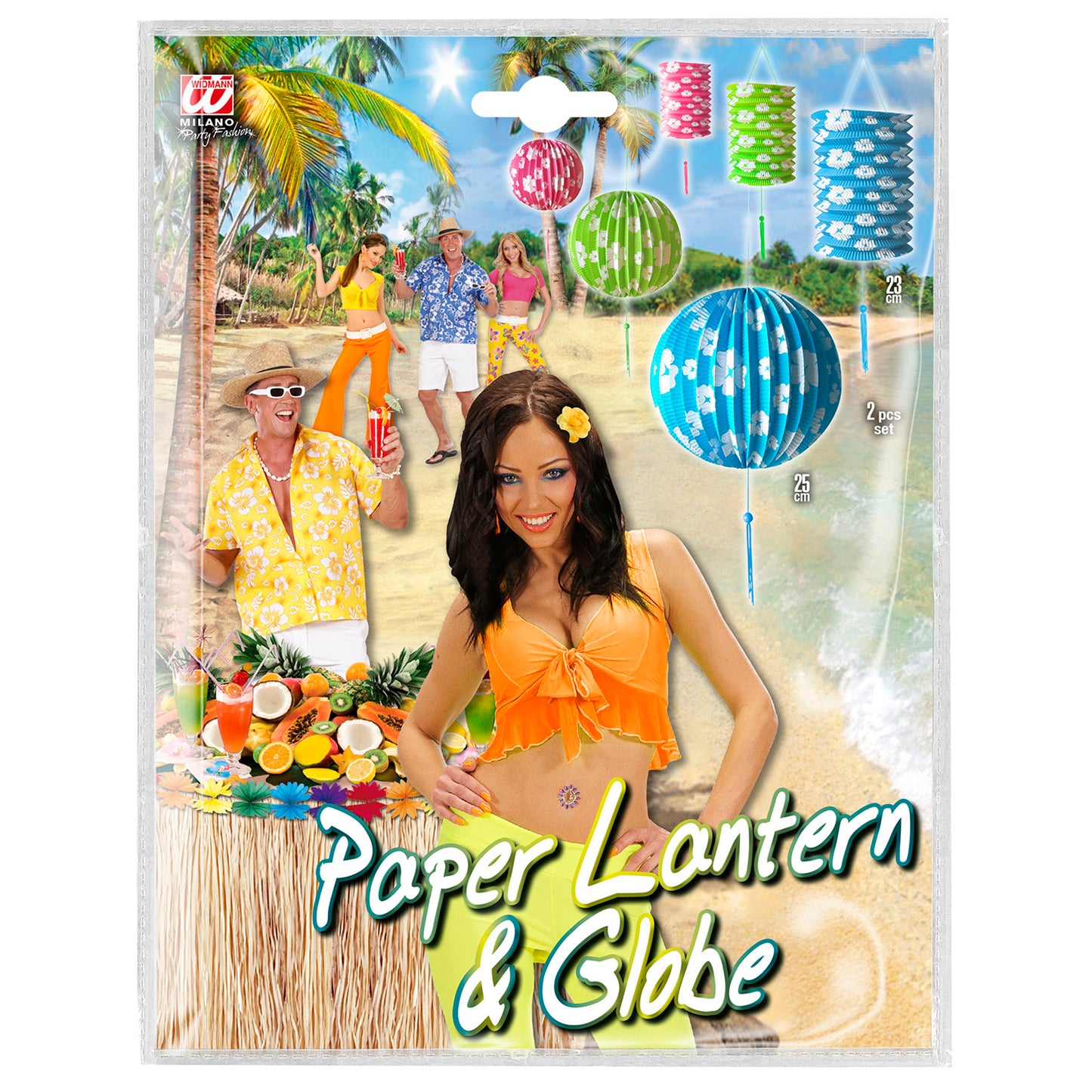"SET MIT BLAUEM BLUMEN LAMPINION Ø 25 cm & BLUMEN LATERNE Ø 15 cm - 23 cm hoch" – Detailansicht