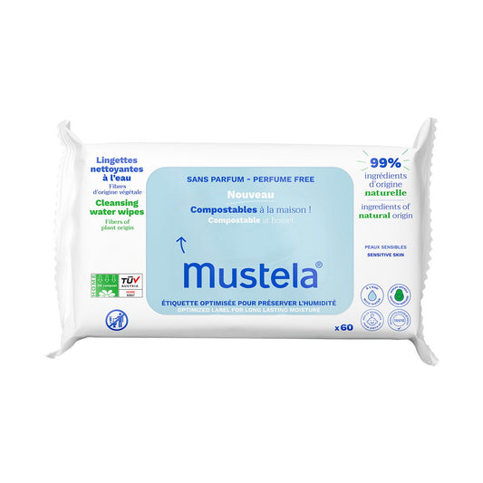 Mustela Setzen, Mustela, Compostable, Wasser, Reinigungstücher, 60 stk Regular