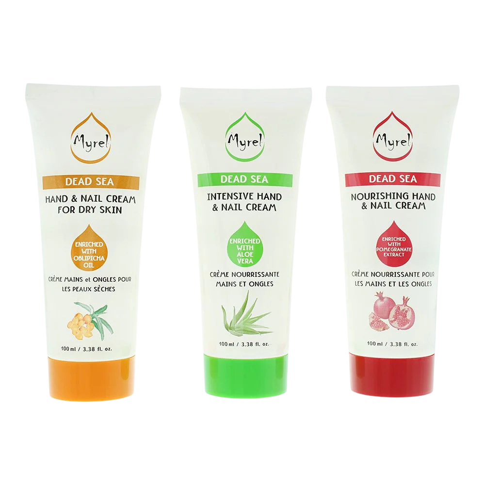 Myrel Hautpflegeset Set Myrel: Dead Sea, Hydration, Hand Cream, Aloe Vera, 100 ml + Dead Sea, Hydrating, Hand Cream, Pomegran