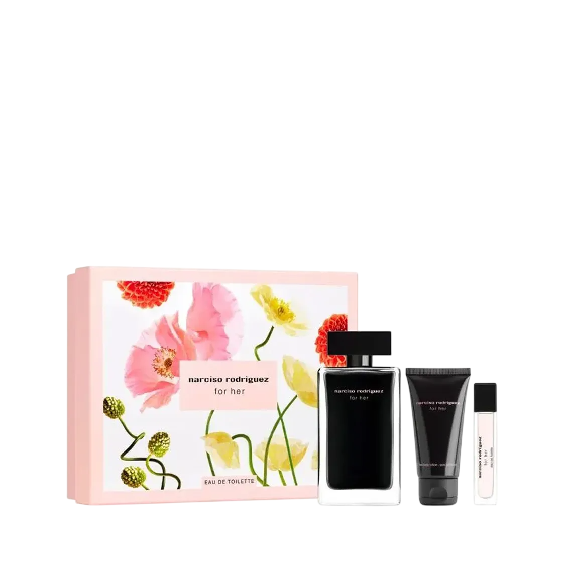 Narciso Rodriguez For Her Geschenkset mit Eau de Toilette 100 ml und 10 ml sowie Körperlotion 50 ml