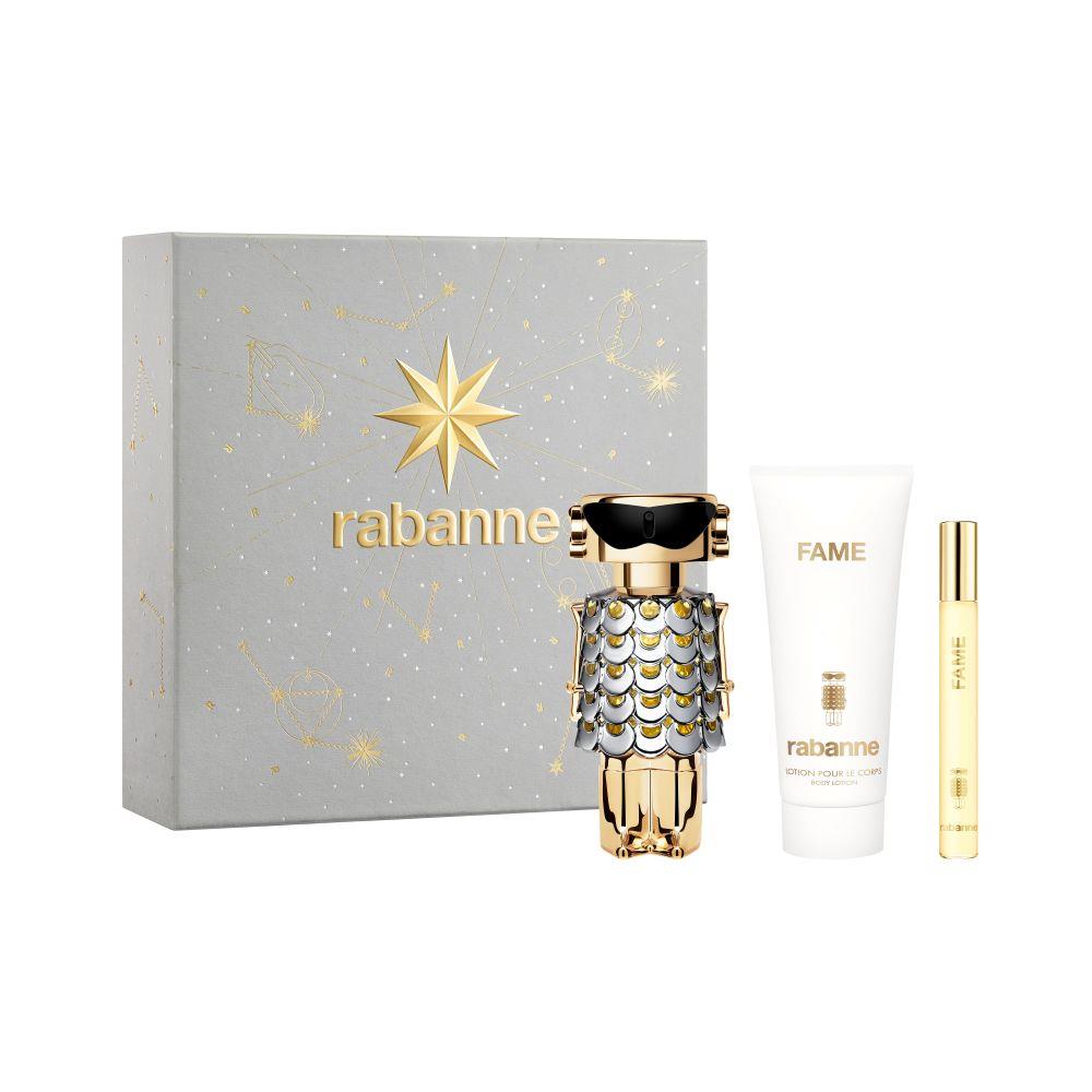 Set Paco Rabanne: Fame, Eau De Parfum, For Women, 80 ml + Fame, Eau De Parfum, For Women, 10 ml + Fame, Hydrating, Body Lotion, 100 ml