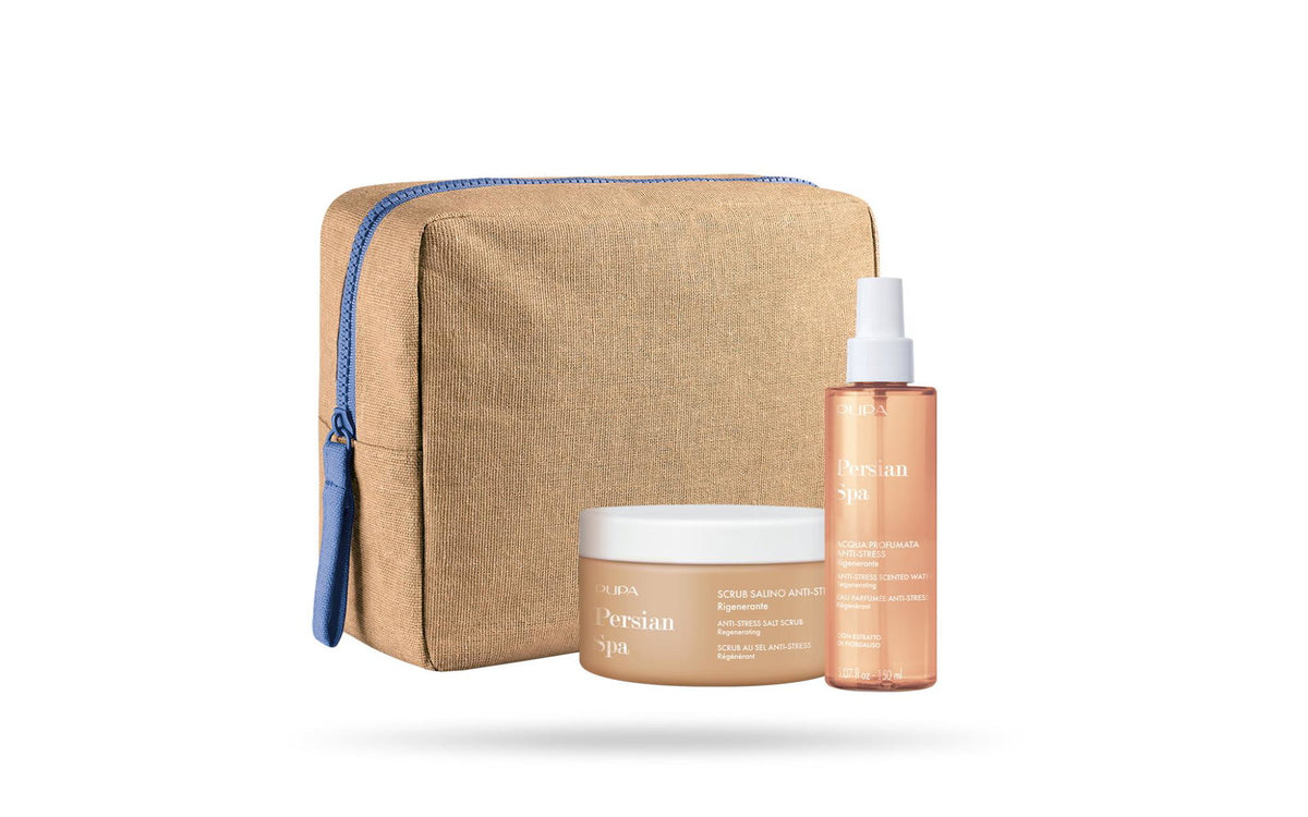 Pupa Persian Spa Körperpflege-Set mit Körperpeeling, Körperspray und textilem Beutel