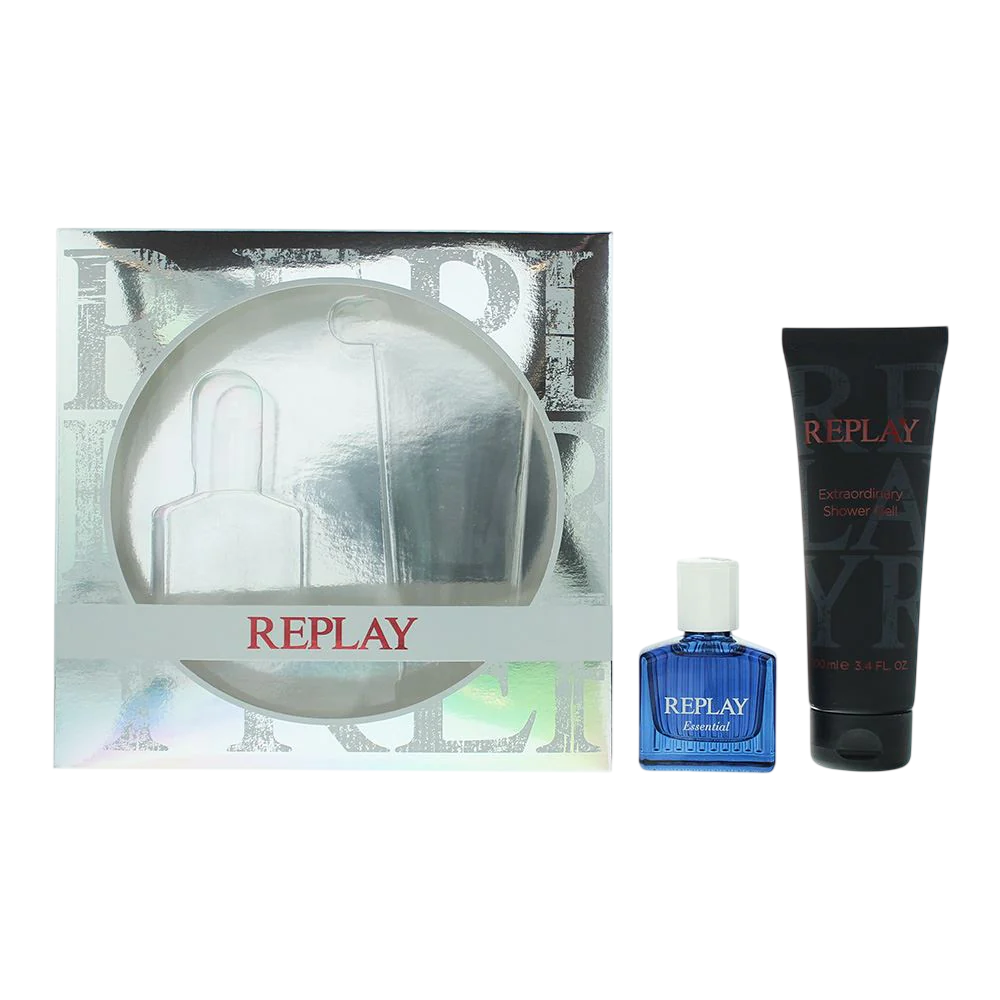Set Replay: Essential, Eau De Toilette, For Men, 30 ml + Essential, Hydrating, Shower Gel, All Skin Types, 100 ml