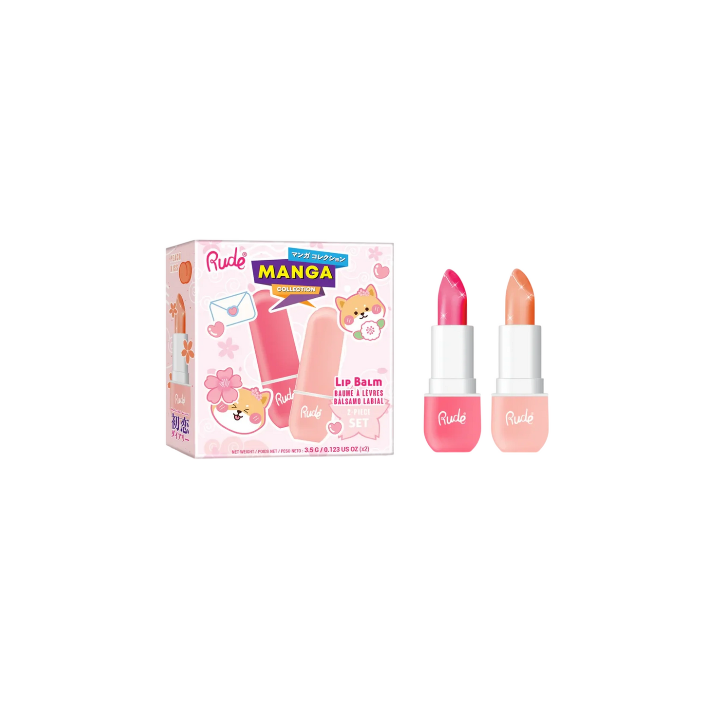 Rude Cosmetics Hydrating Lip Balm Set Peach Kiss und Watermelon 2 x 3,5 ml
