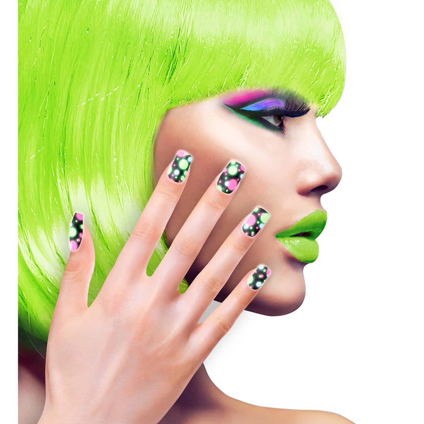 "Set von 12 SELBSTKLEBENDEN FINGERNÄGELN - NEON DOTS" – Ansicht 3