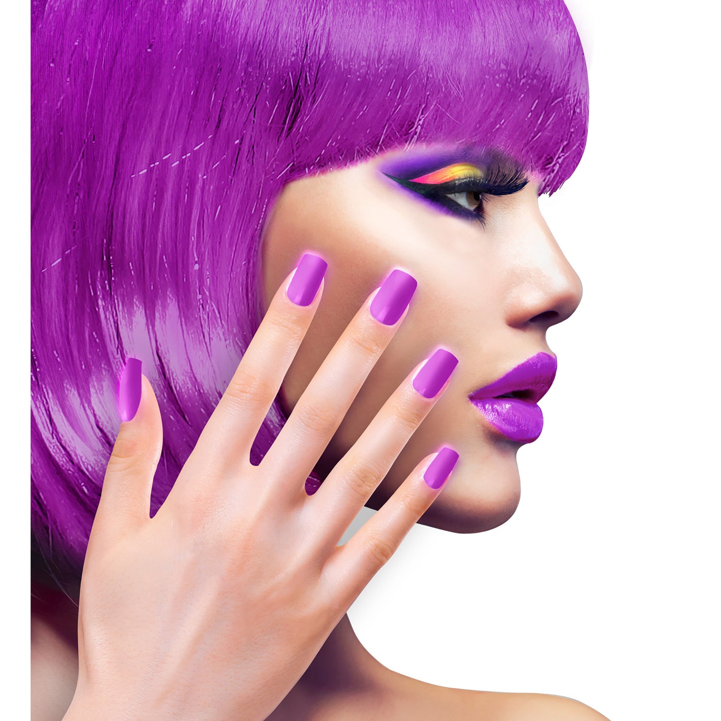 "Set von 12 SELBSTKLEBENDEN NEON AIRBRUSH FINGERNÄGELN - NEON VIOLETT" – Ansicht 3