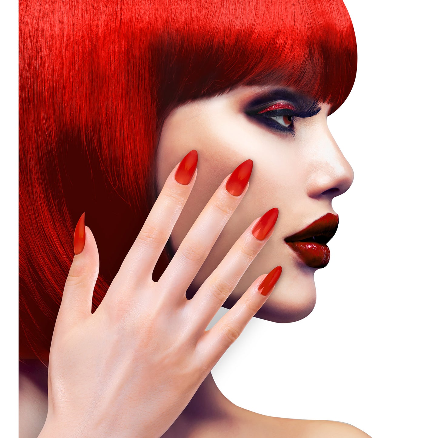"Set von 12 SELBSTKLEBENDEN STILETTO FINGERNÄGELN - ROT" – Ansicht 3