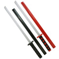 "SET VON 2 NINJA KATANAS IN ROT & SCHWARZ AUS HOLZ" 72 cm – Vorderansicht