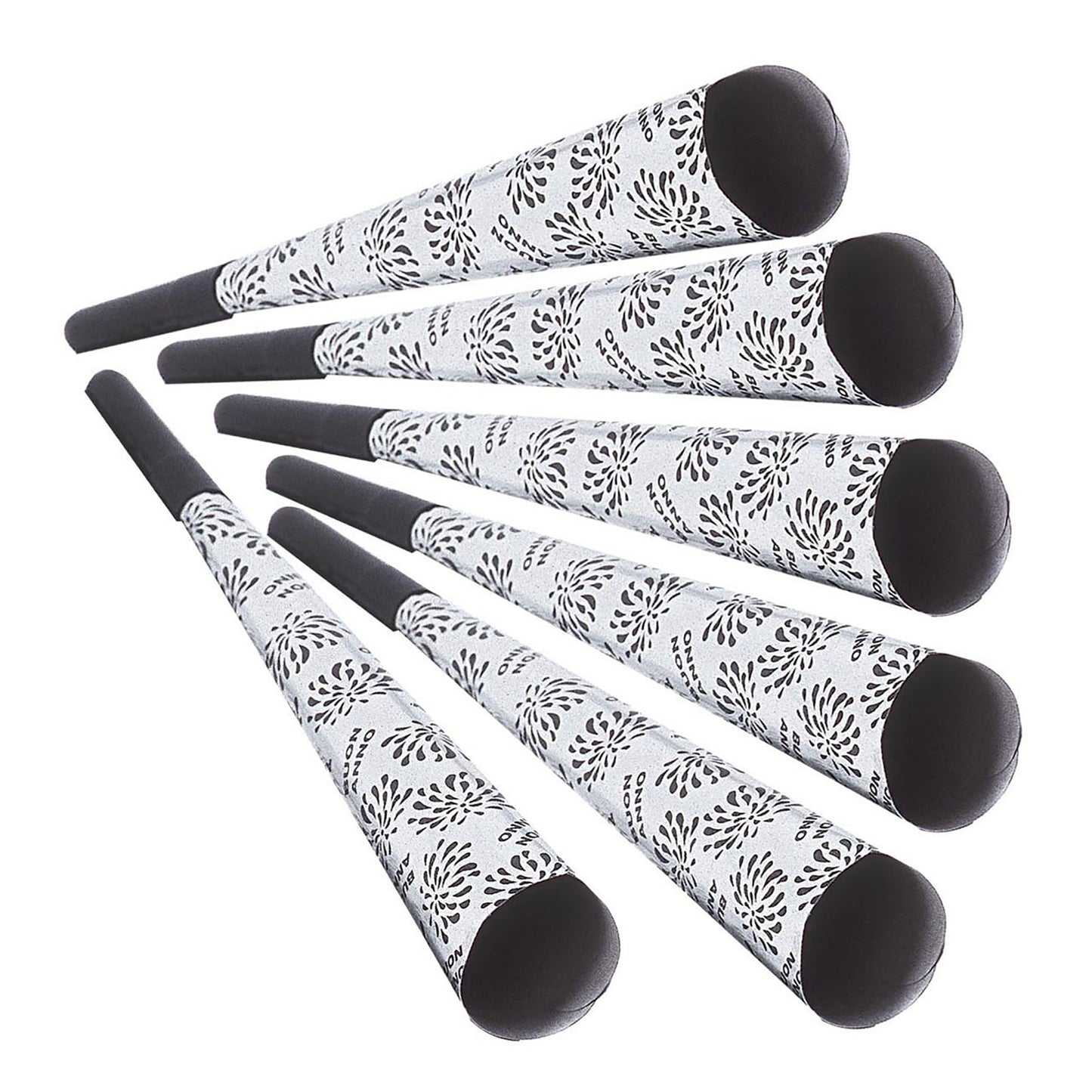 "Set von 6 TROMPETEN BUON ANNO SILBER" 25 cm – Vorderansicht