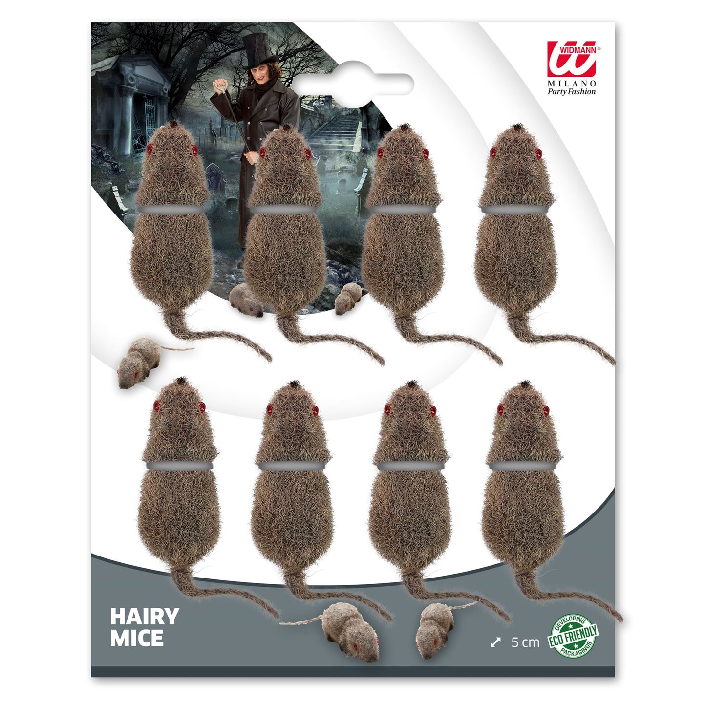 "Set von 8 FLOCKIERTEN MÄUSEN" 5 cm – Detailansicht