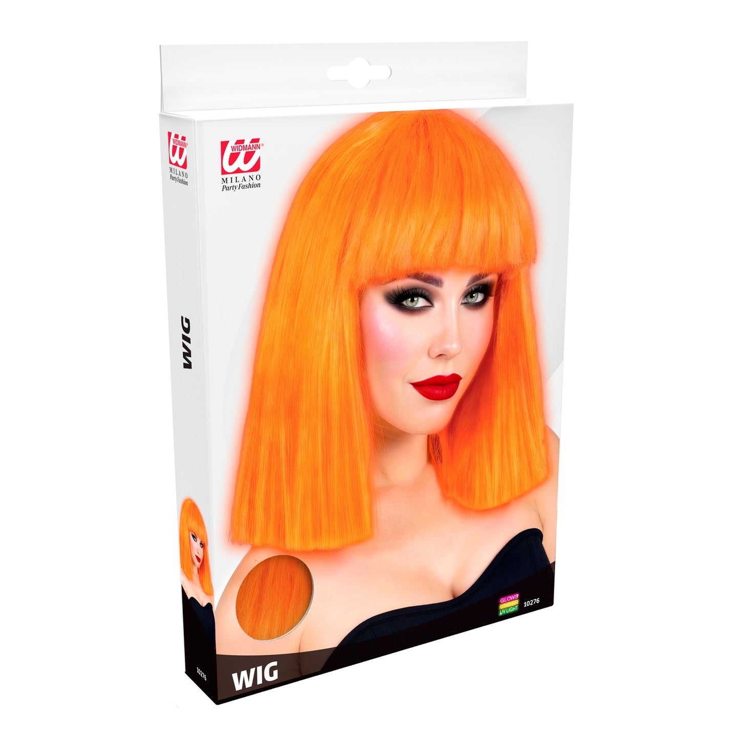 "SHOWGIRL PERÜCKE" neon Orange in Box – Detailansicht