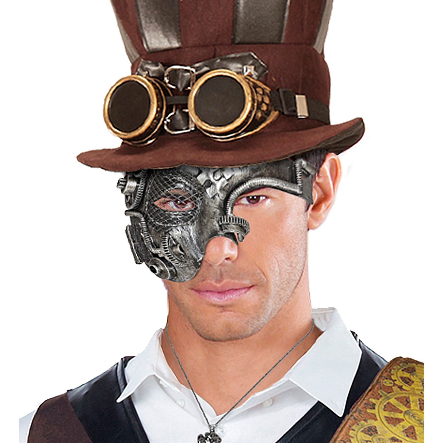 "SILBERNE STEAMPUNK HALBMASKE" – Ansicht 4