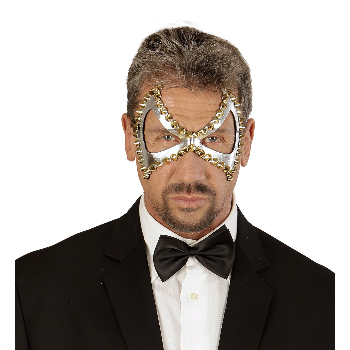 " SILBERNE UNISEX S&M AUGENMASKE DIABOLISCH MIT NIETEN" – Ansicht 4