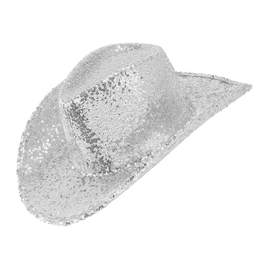 "SILBERNER PAILLETTEN COWBOY HUT" – Vorderansicht