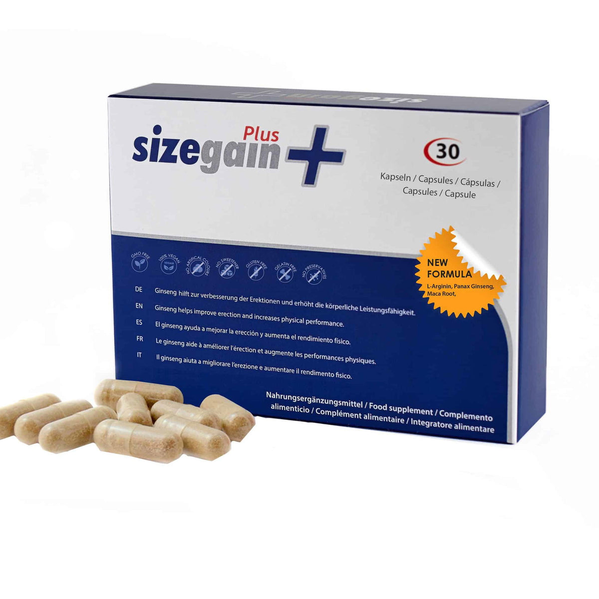 Sizegain, Sizegain Plus, Increase Male Virility & Sexual Potency, Kapseln, 30 kapseln