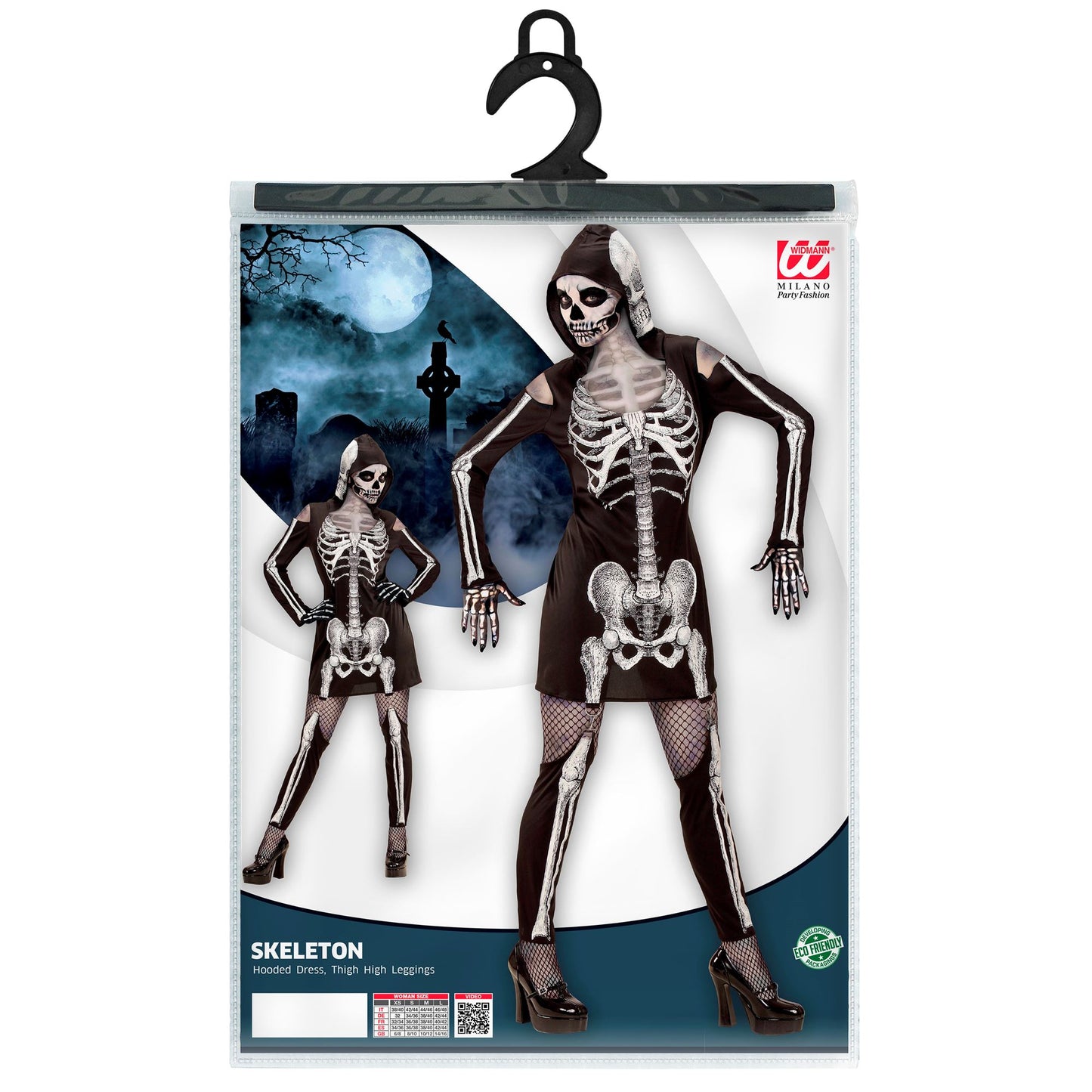 "SKELETTLADY" (Kleid mit Kapuze, Strapsen -Leggings) – Ansicht 5