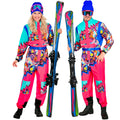 Widmann Neon Pink-Blau Snowboarder Unisex Jumpsuit Skianzug mit Gürtel – Produktansicht