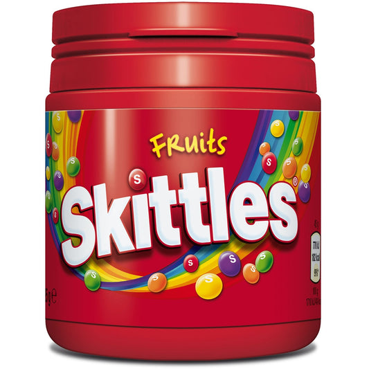 Skittles Fruits 125g Kaudragees in praktischer Vorratsdose – Produktansicht