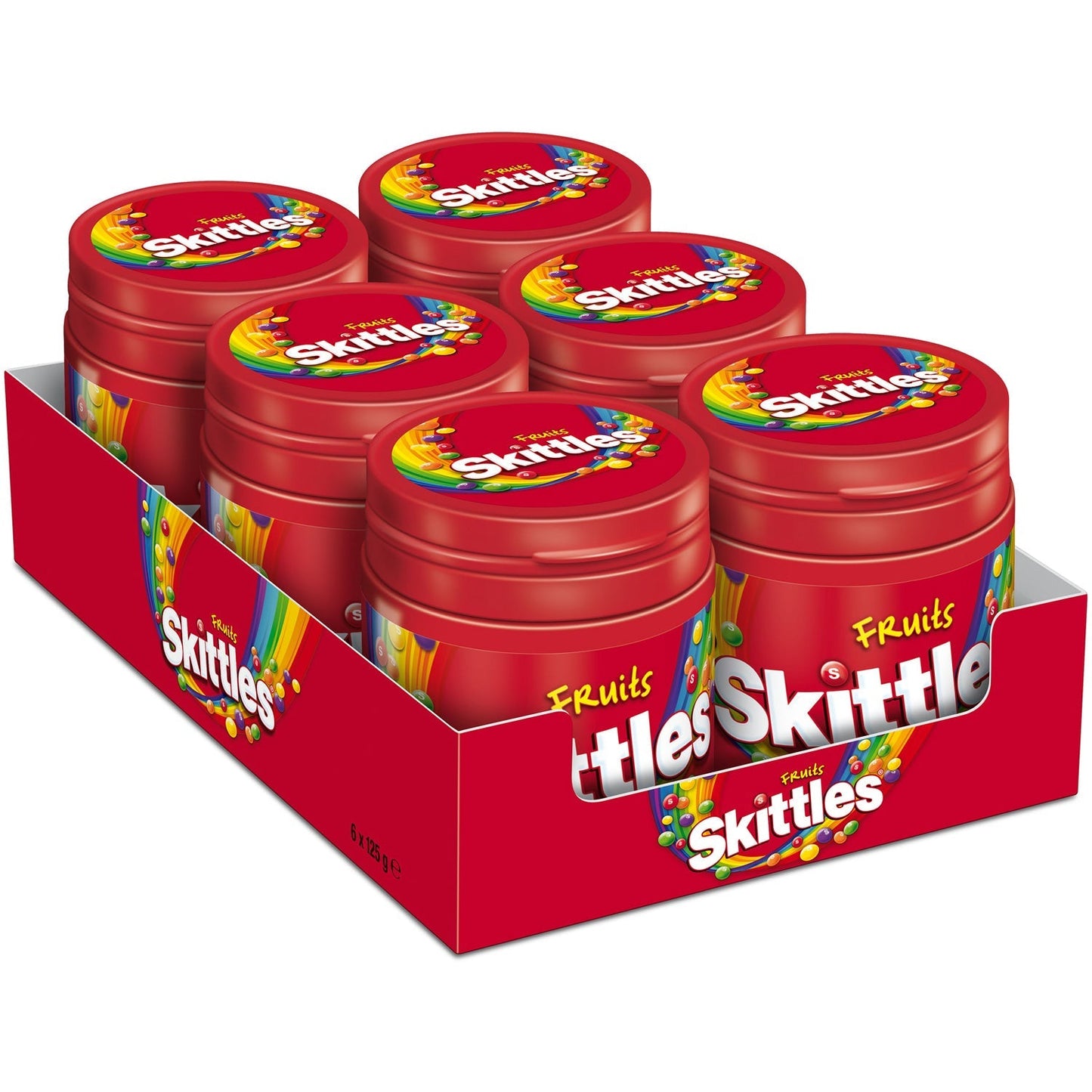 Skittles Fruits 125 g Kaudragees in Kunststoff-Vorratsdose – Detailansicht