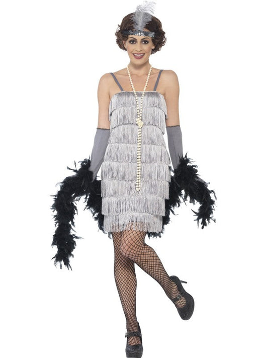 Flapper Kleid Grau – Smiffys Marta 1920er Jahre Kostüm mit Fransen - Fasnacht24.ch – Produktansicht