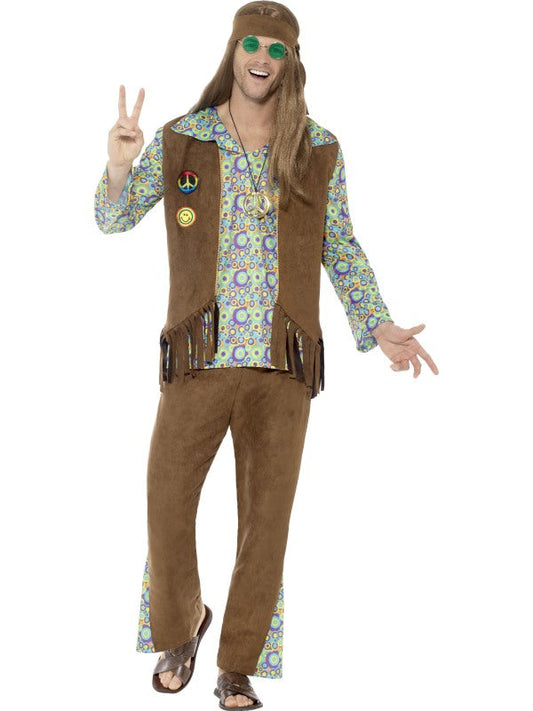 Smiffys 60s Hippie Kostüm – braunes Fransenhemd & Schlaghose Fasnacht24.ch – Produktansicht