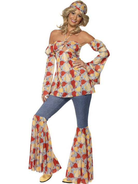 Smiffys 70s Hippie Vintage Girl Kostüm – Neckholder Top & Schlaghose - Fasnacht24.ch – Produktansicht