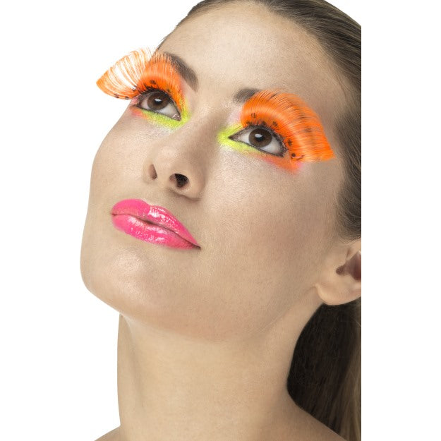 Smiffys 80er Polka Dot Falsche Wimpern – Neon Orange Mit Kleber - Fasnacht24.ch